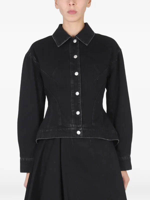 Alexander McQueen Pointed-collar Denim Jacket in Black