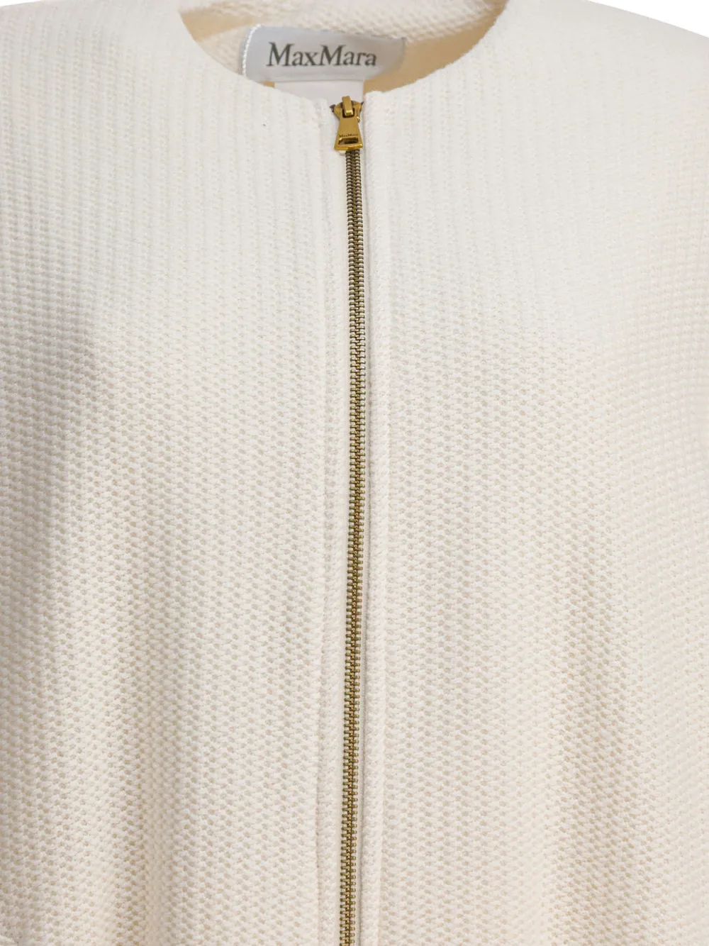 Max Mara Geribbeld jack met ronde hals Beige