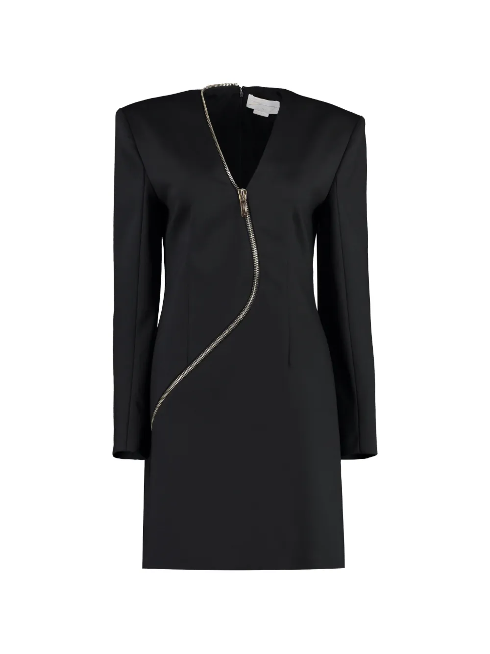 Genny zip V-neck mini dress - Schwarz