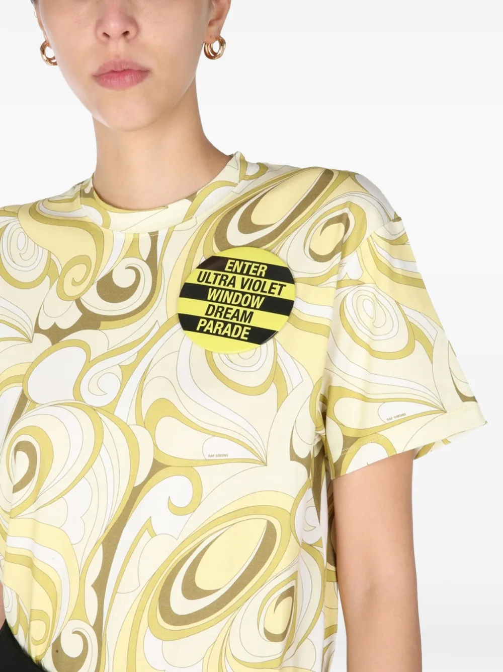 Raf Simons T-shirt met patroon en ronde hals Geel