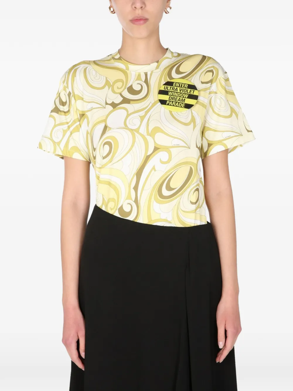 Raf Simons Patterned Crew Neck T-shirt In Yellow