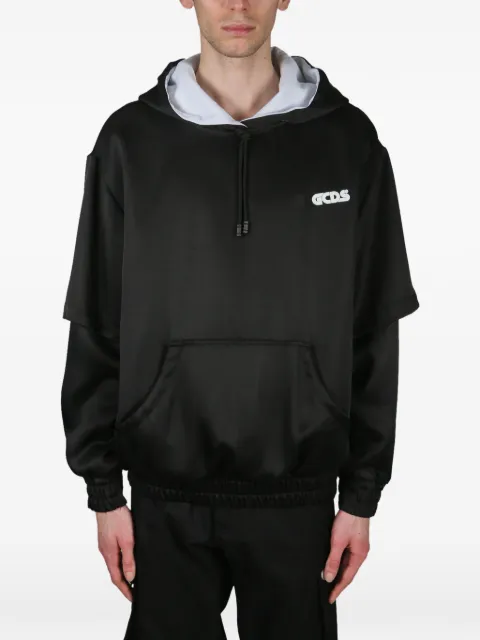 GCDS layered logo-detail hoodie