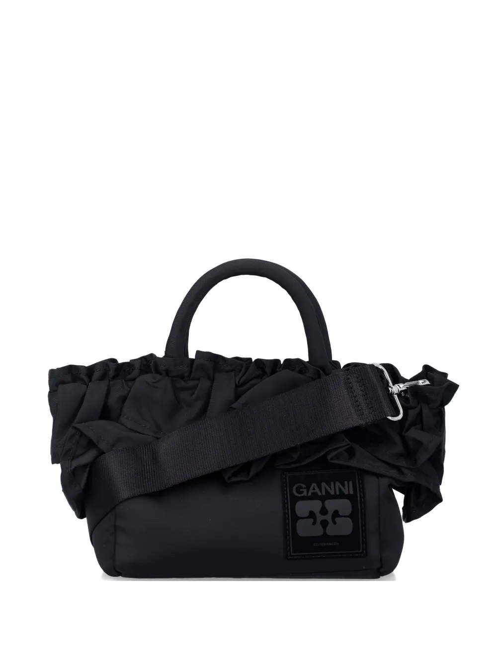 GANNI ruffled tote bag - Nero