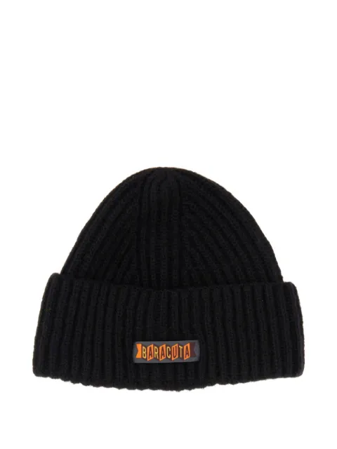 Baracuta logo-patch ribbed-knit beanie hat