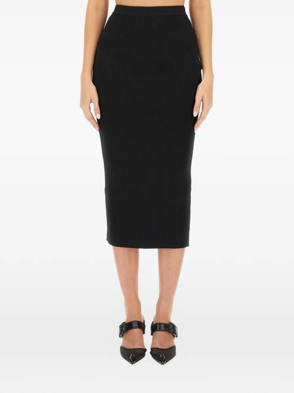 Alexander McQueen knitted pencil midi skirt - Nero