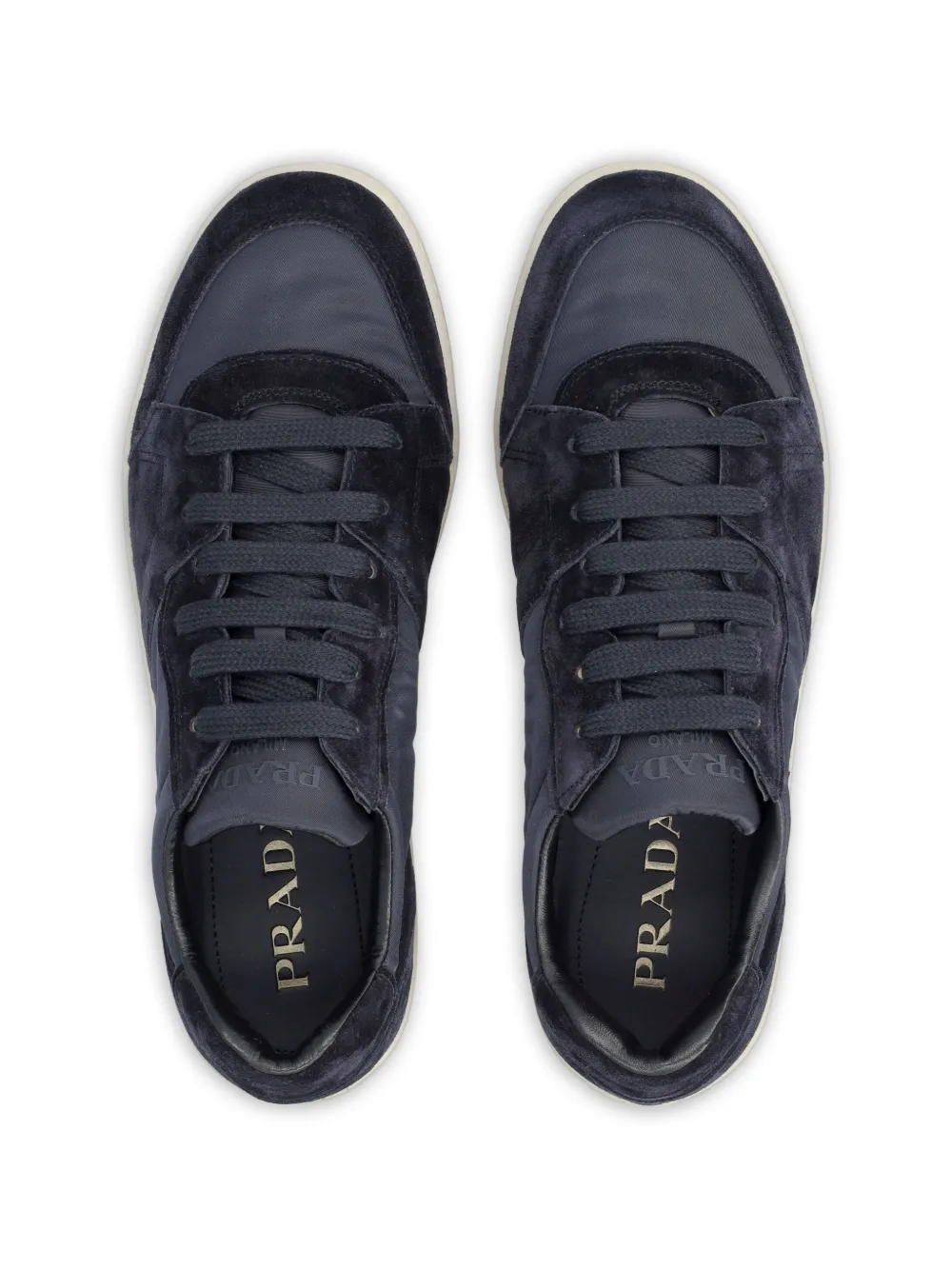 Prada lace-up panelled sneakers Blauw
