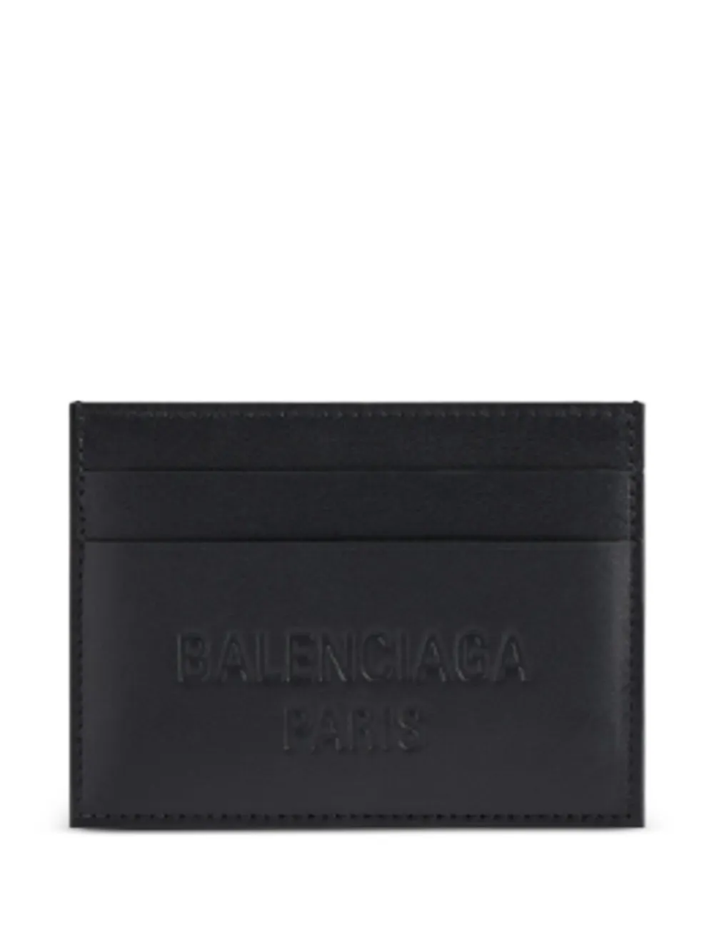 Balenciaga Logo-debossed Leather Card Holder In Black