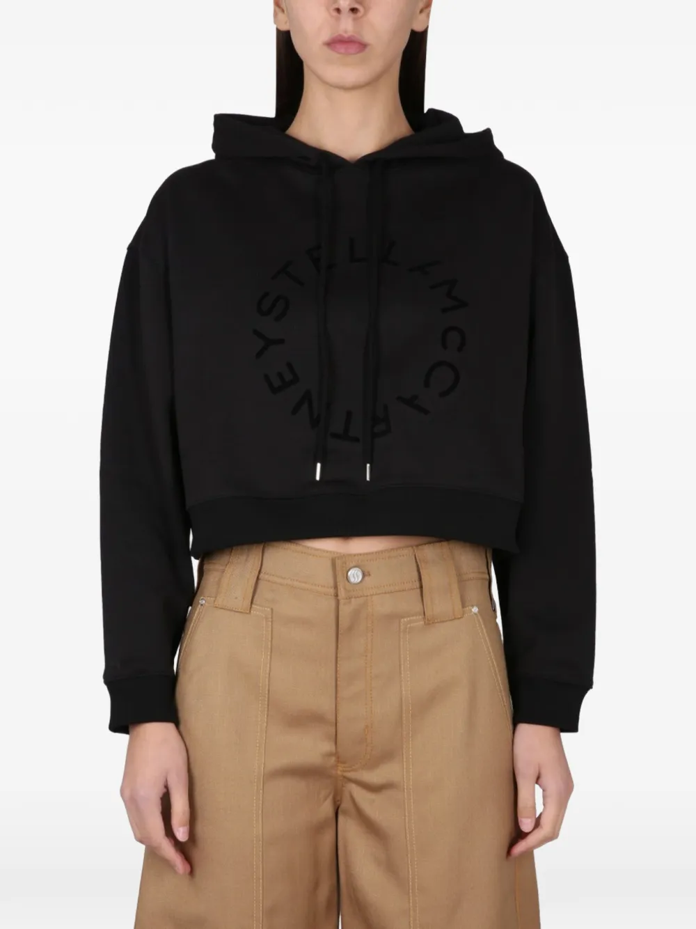 Stella McCartney logo-print cropped hoodie - Nero