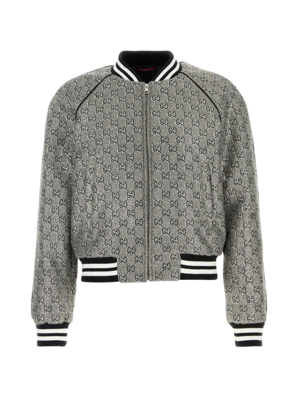 Gucci embellished tweed bomber jacket - Grau