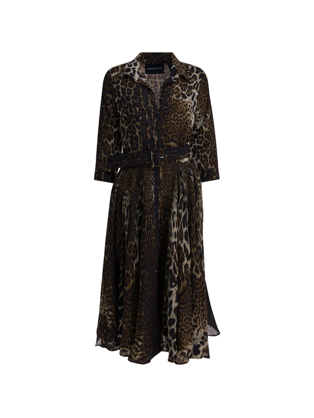Samantha Sung leopard print belted midi dress – Brown