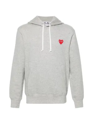 Comme Des Garçons Play Chest Logo Hoodie | Grey | FARFETCH