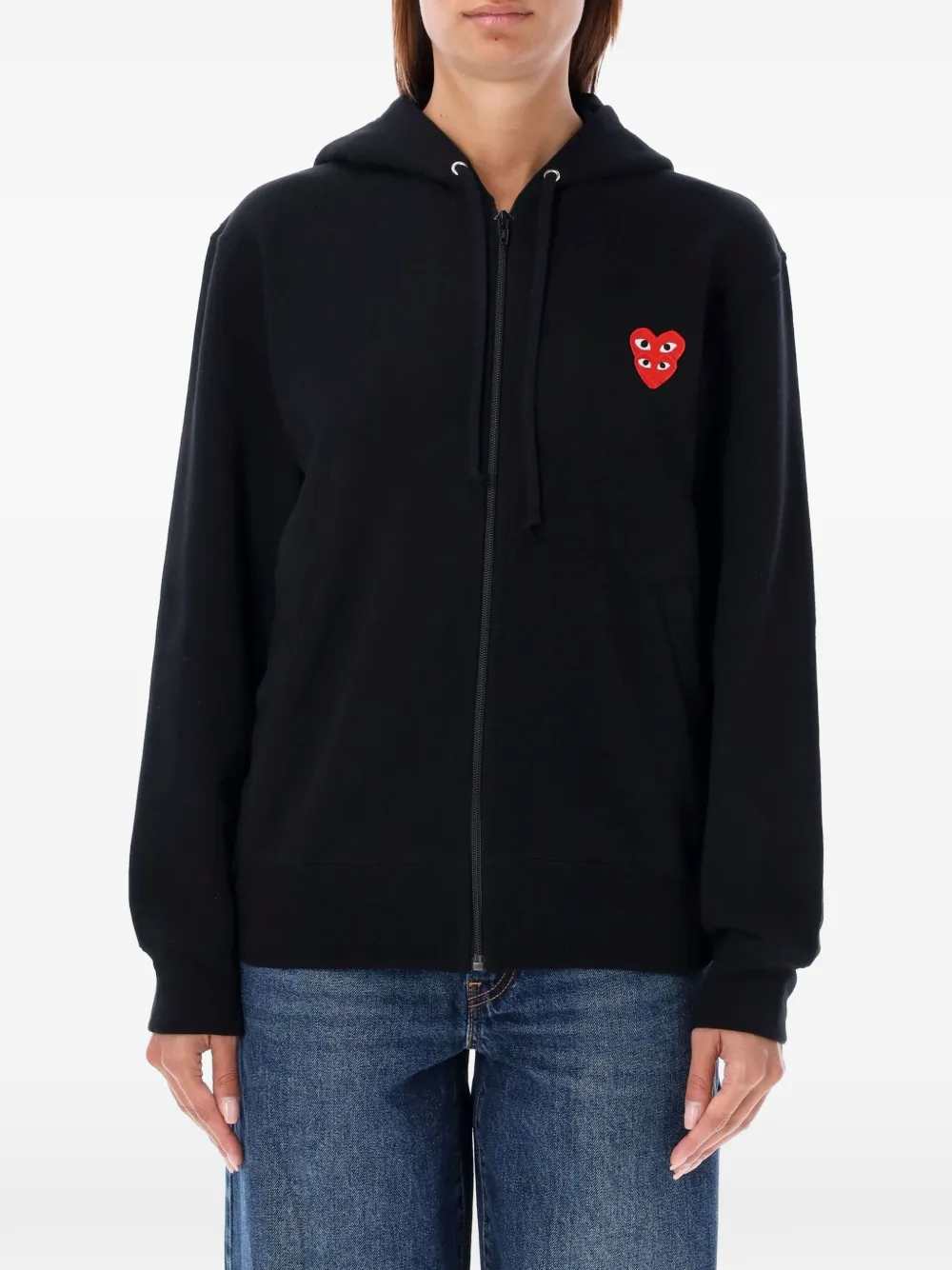 Comme Des Garçons Play zipped heart patch hoodie - Nero