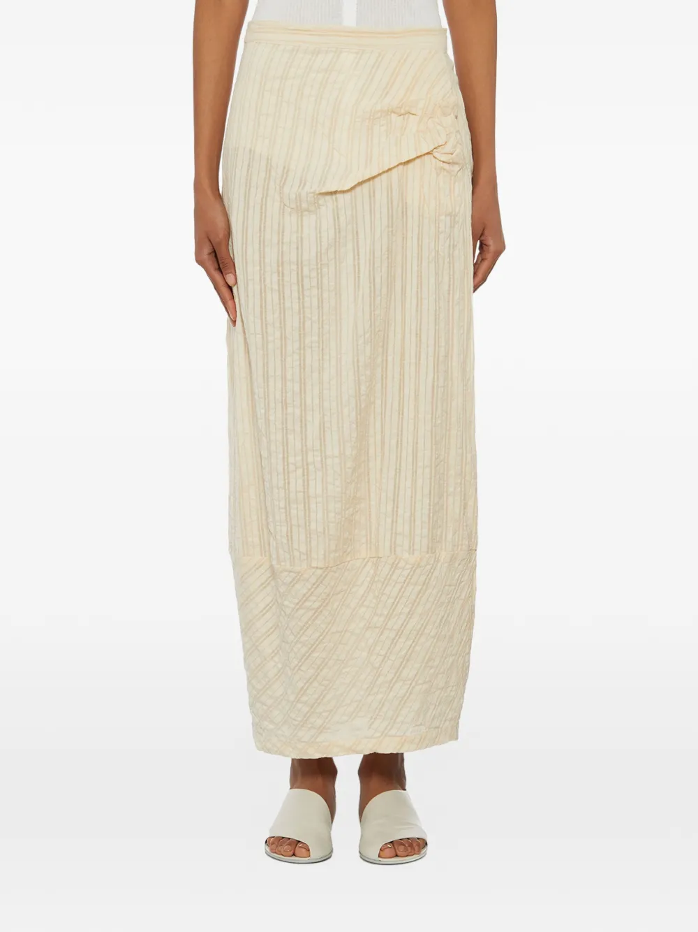 Un-namable knot-detail striped maxi skirt – Neutrals