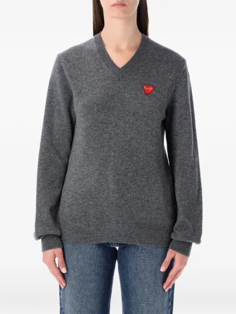 Comme Des Garçons Play logo-detail V-neck wool sweater