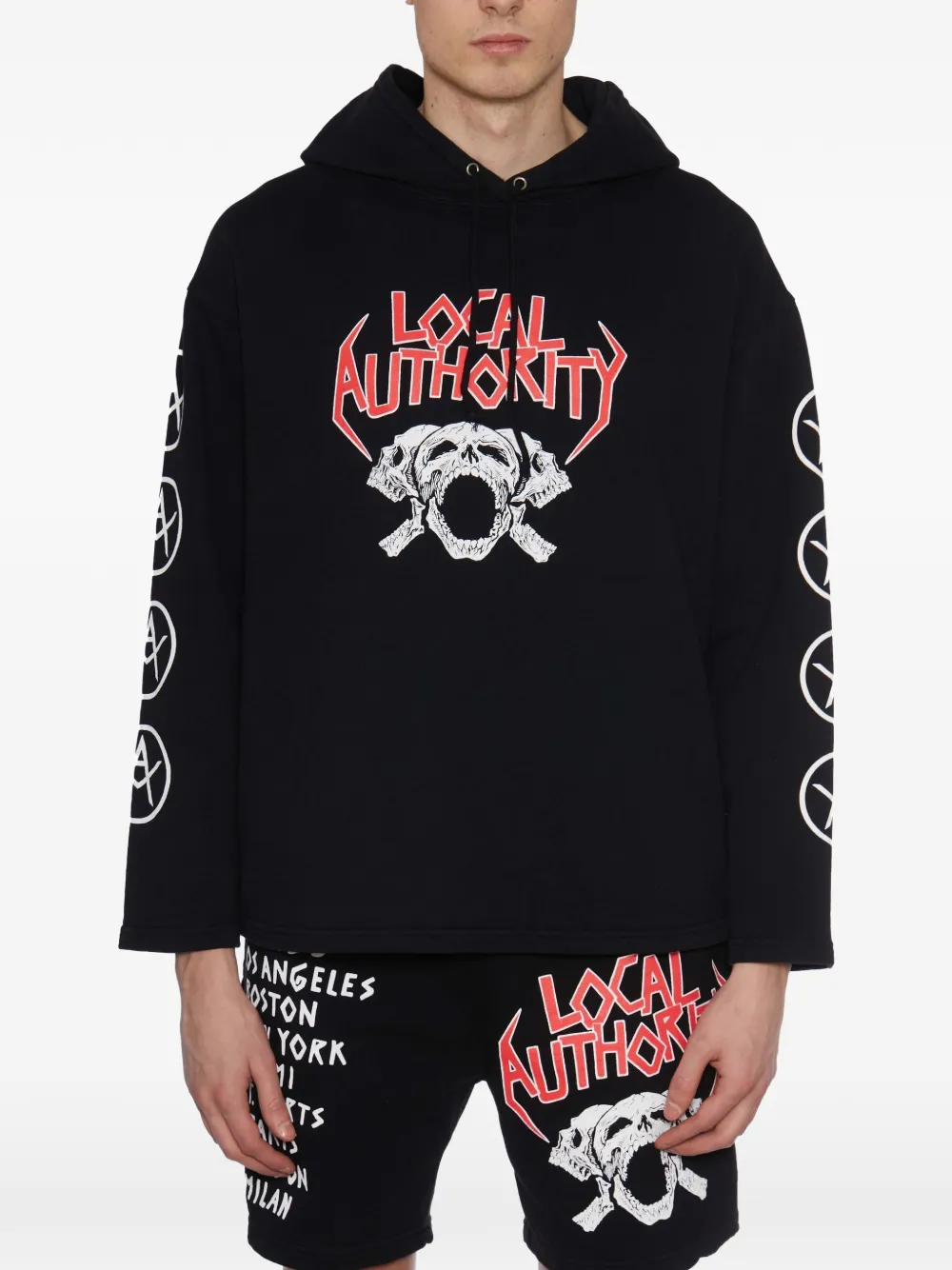 Local Authority Tri Skull Tour hoodie - Nero
