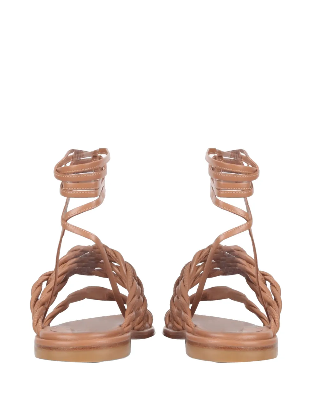 Stuart Weitzman Calypso gevlochten leren sandalen met veters Beige