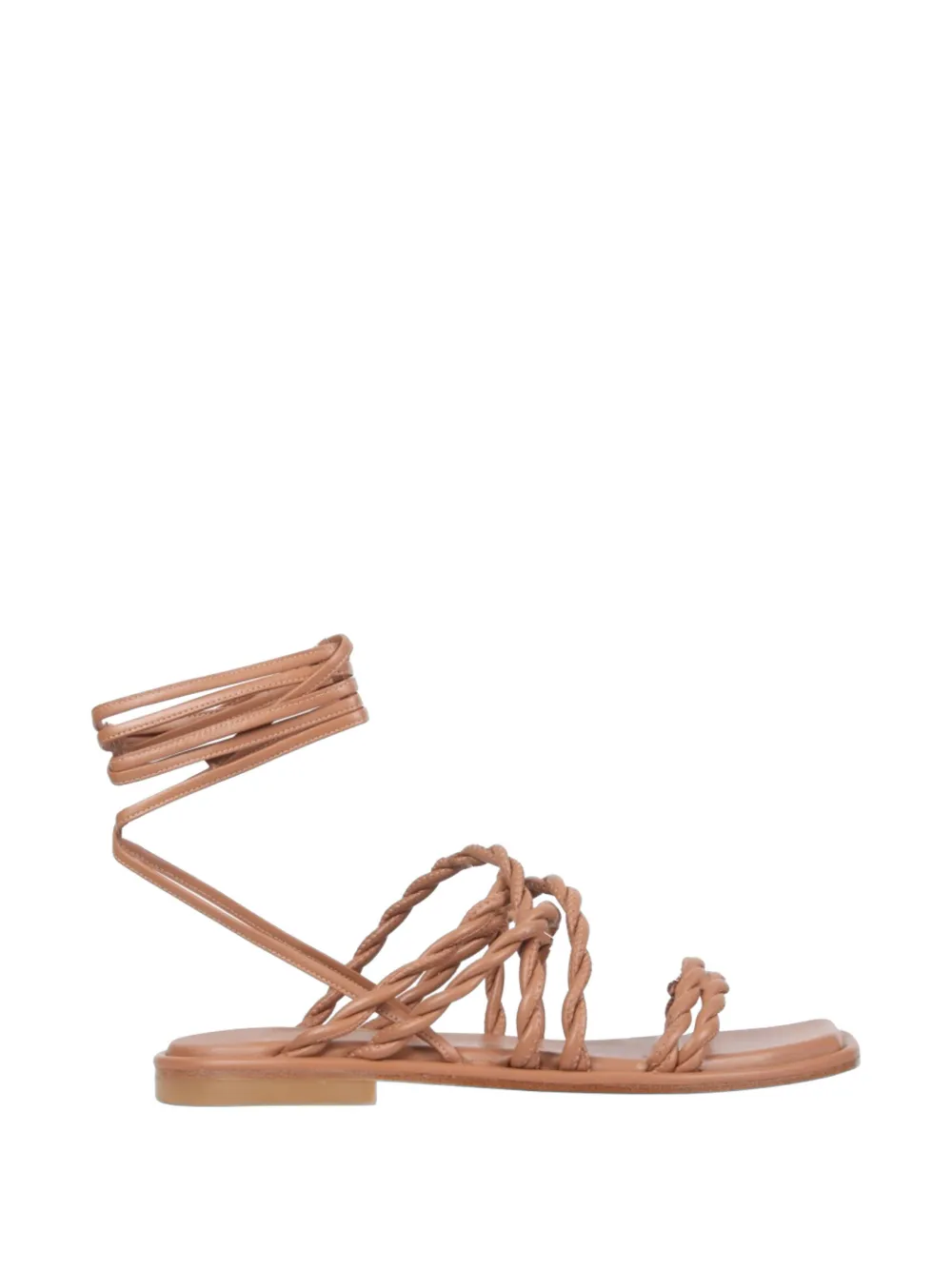Stuart Weitzman Calypso lace-up braided leather flat sandals - Toni neutri