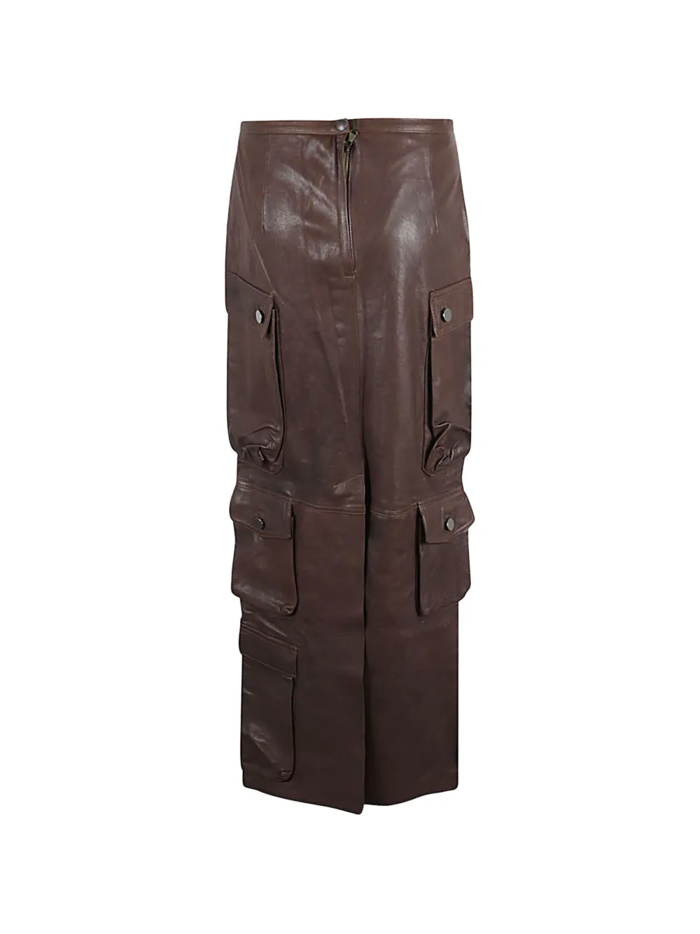 FERMAS leather cargo maxi skirt - Marrone