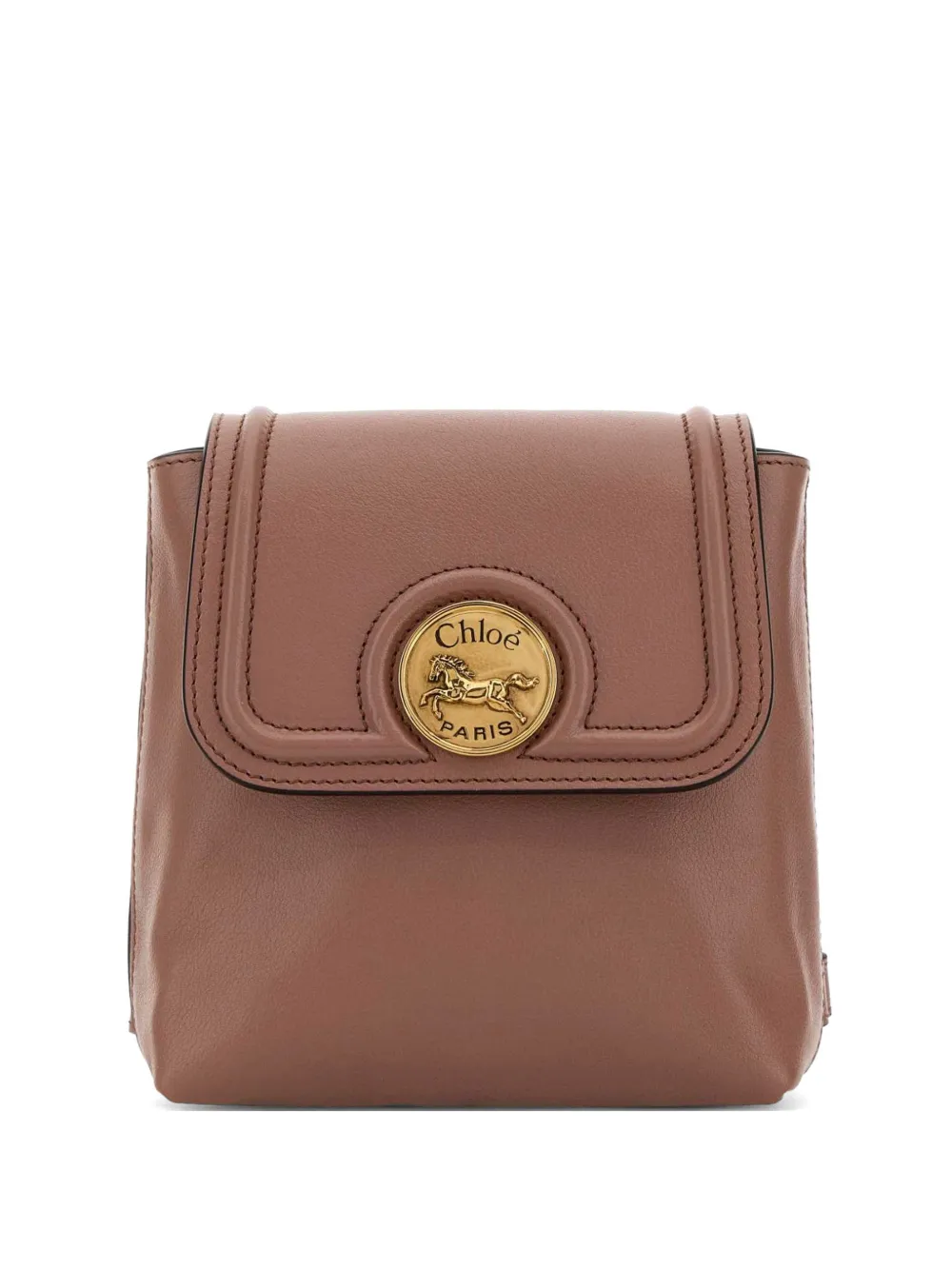 Chloé logo-plaque leather backpack - Marrone