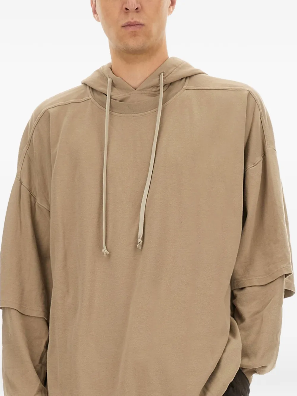 Rick Owens DRKSHDW Tommy Hustler gelaagde hoodie Beige