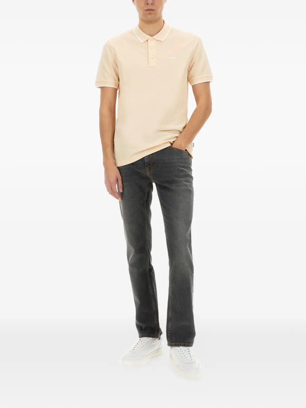 BOSS Katoenen poloshirt Beige