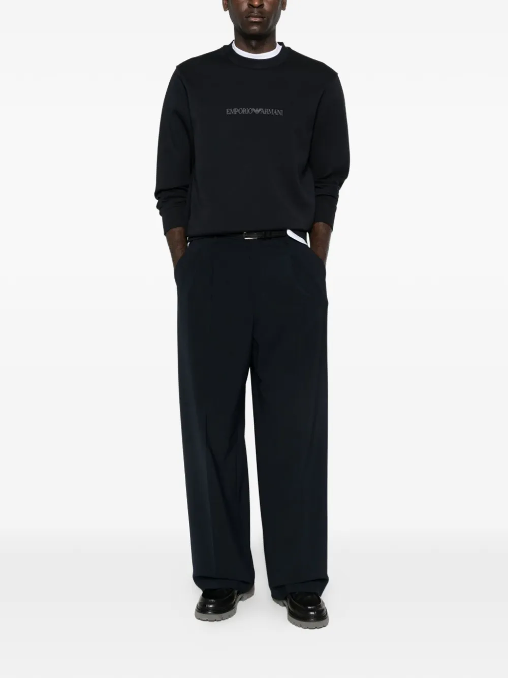 Emporio Armani Katoenen sweater met logo Zwart