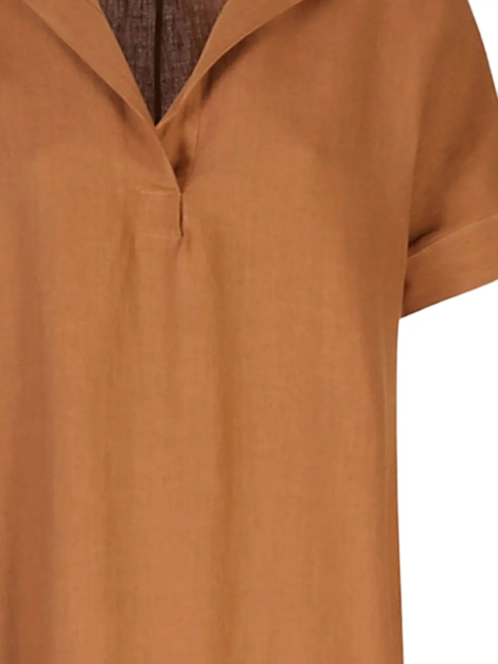 Eleventy Short-sleeve Linen Maxi Dress in Brown, view 2