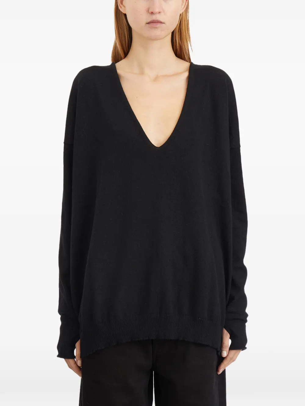 Isabel Benenato V-neck cashmere sweater - Nero