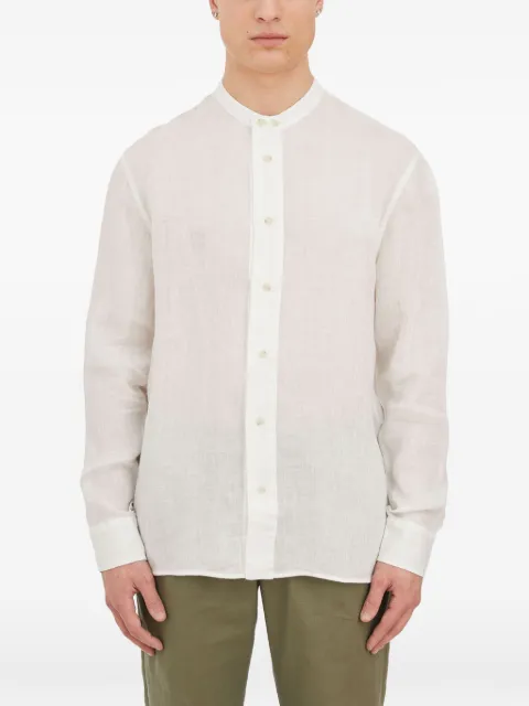 Paolo Pecora  band-collar linen  shirt