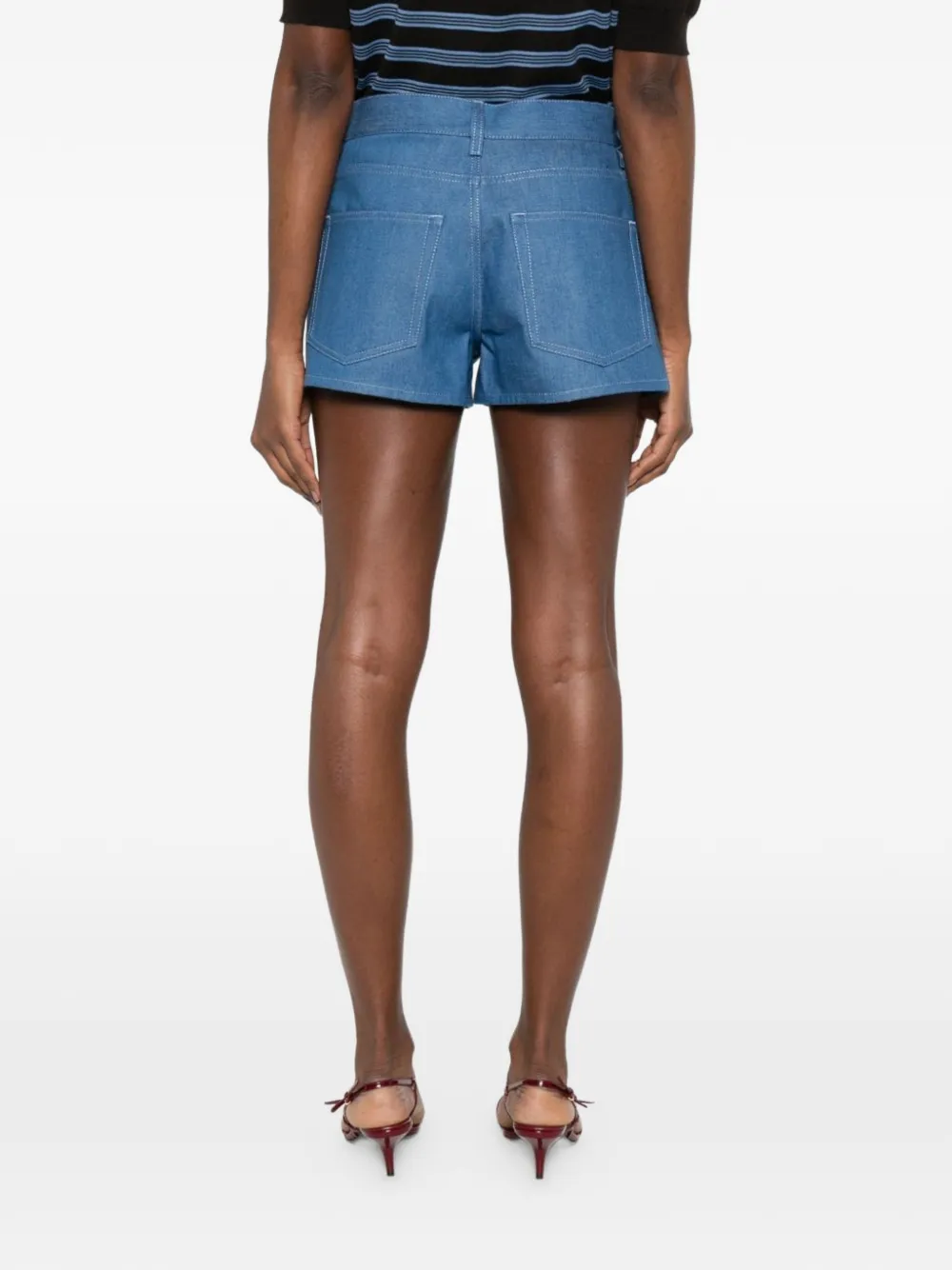 Gucci Katoenen denim shorts met horsebit-detail Blauw
