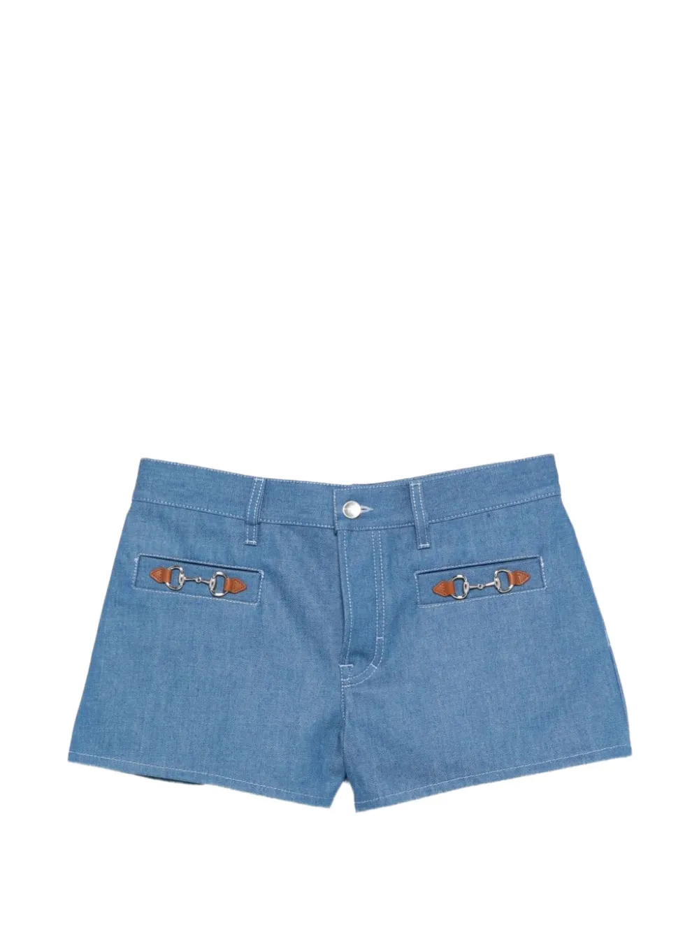 Gucci horsebit-detail cotton denim shorts - Blue