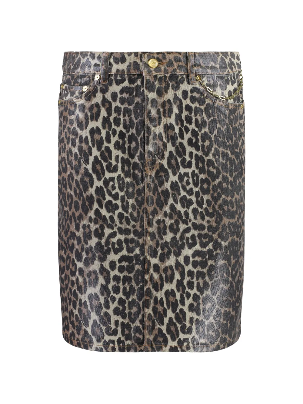 GANNI leopard print short skirt - Toni neutri