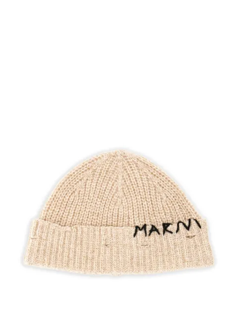 Marni logo-embroidered beanie hat