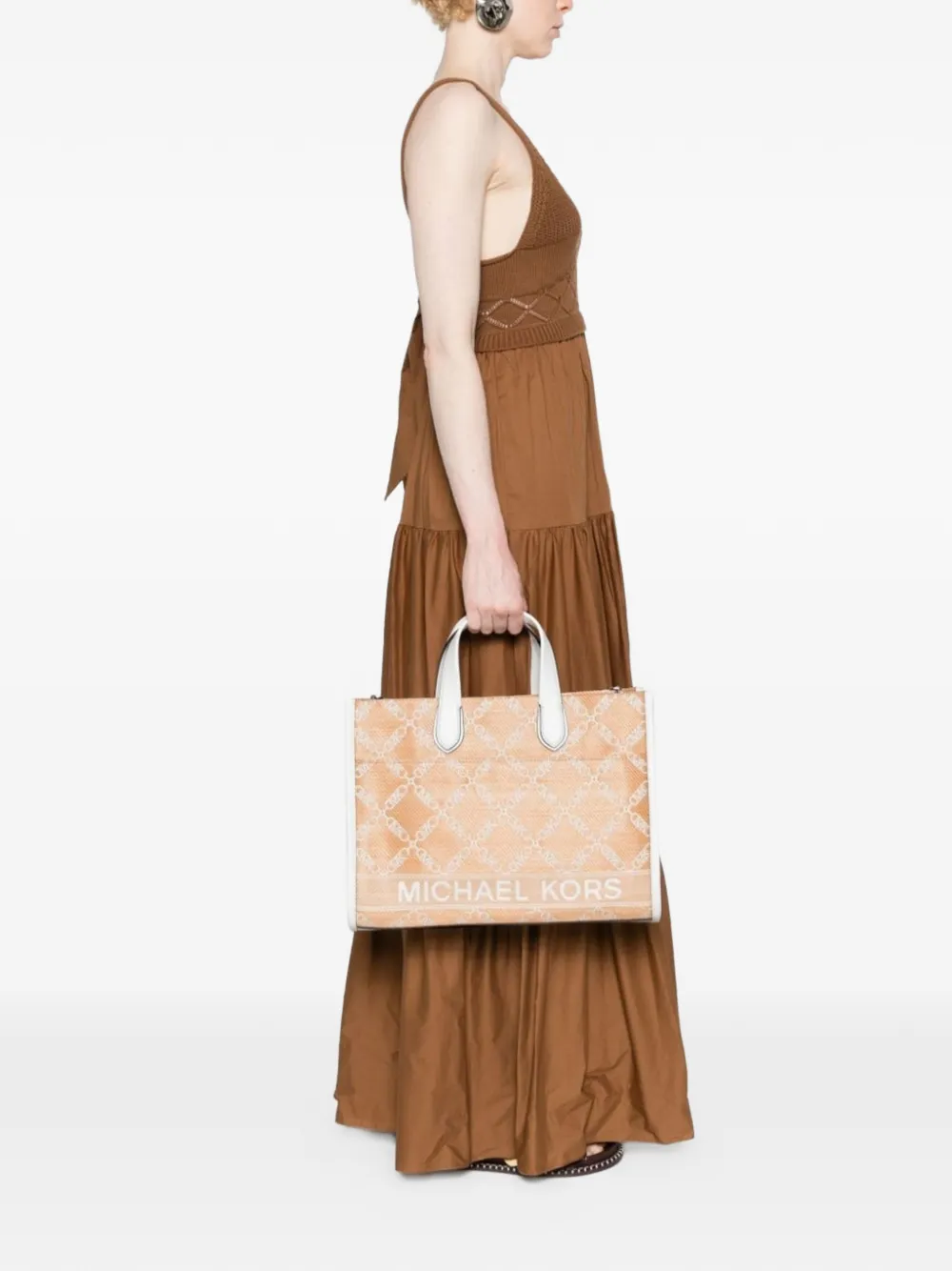 MMK large Gigi jacquard Empire logo tote bag