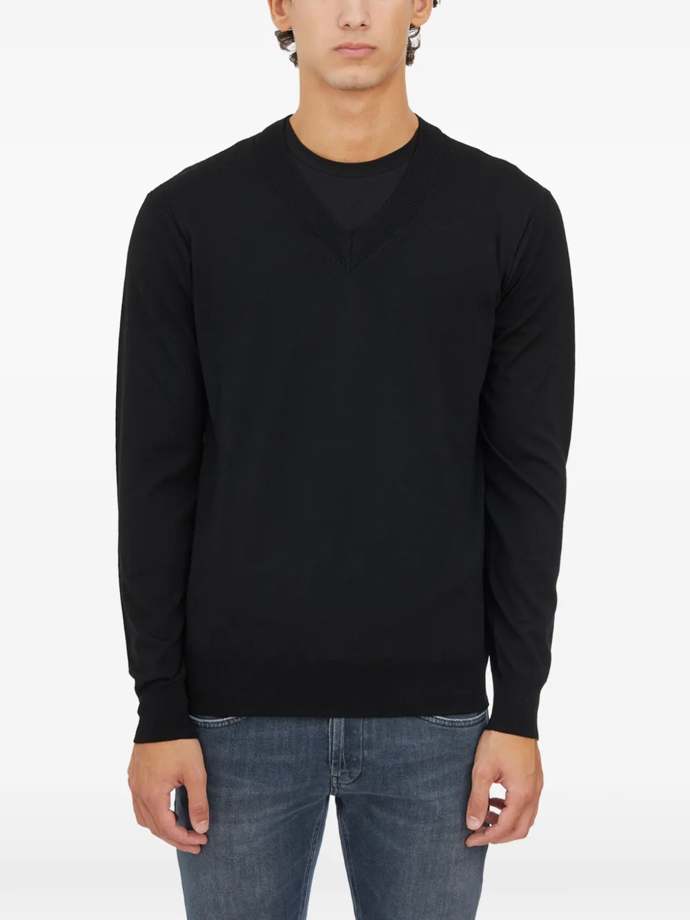 Paolo Pecora V-neck knitted sweater - Nero