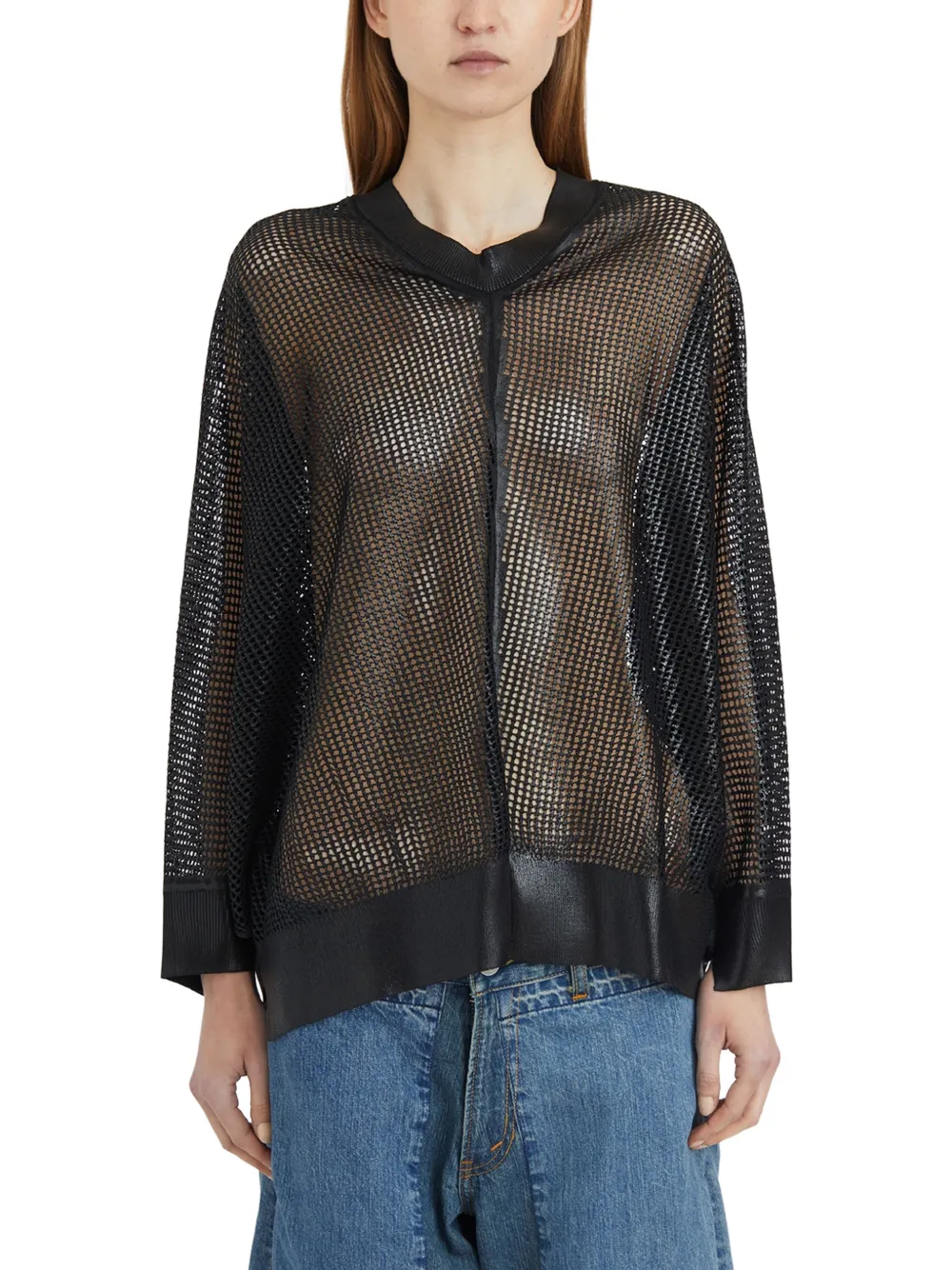 Junya Watanabe oversized open-work sweater - Nero