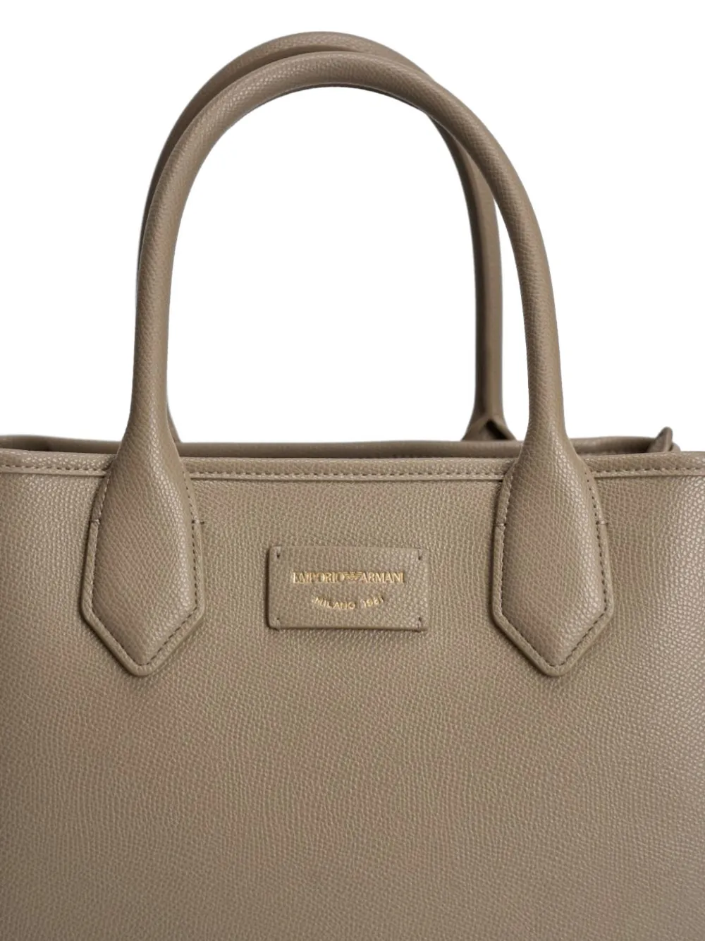 Emporio Armani Leren shopper Beige