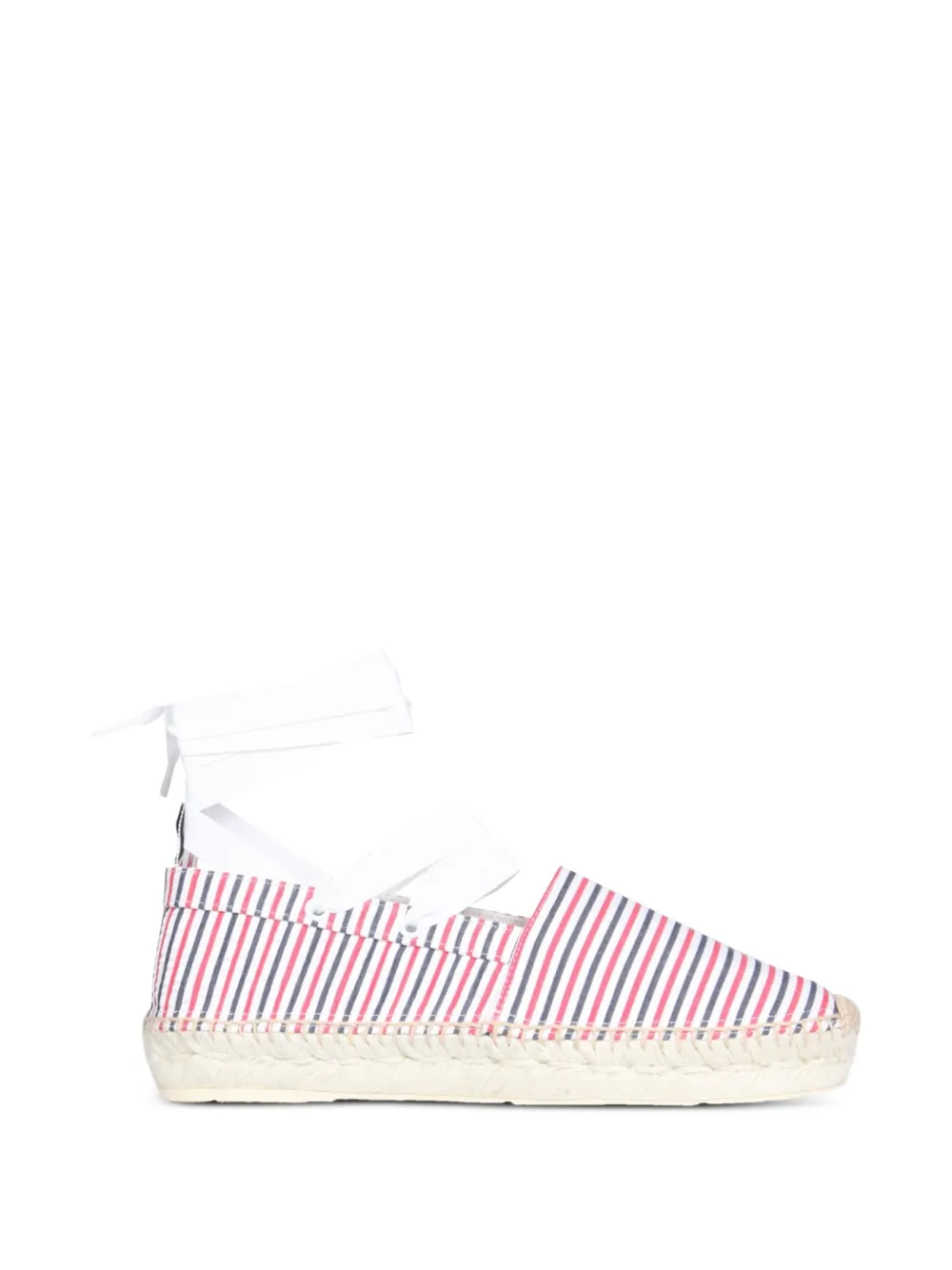 Thom Browne Seersucker striped ribbon cotton espadrilles - Bianco