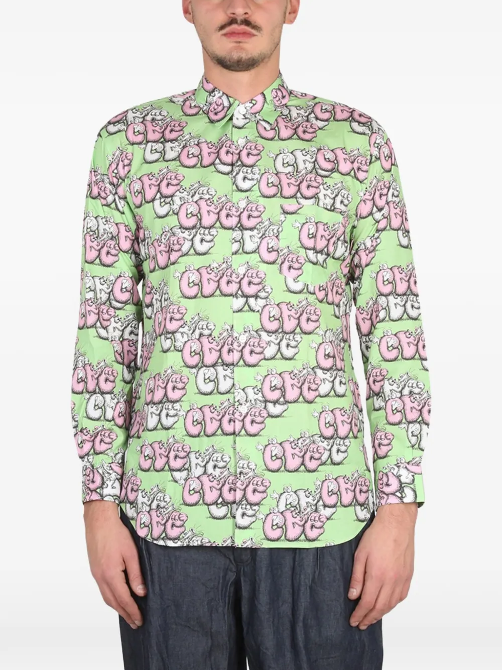 Comme Des Garçons Shirt x KAWS graphic-print shirt - Grün