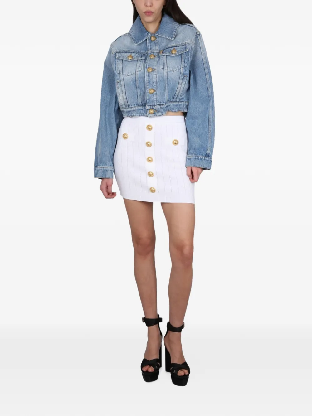Balmain Rok met knopen Wit