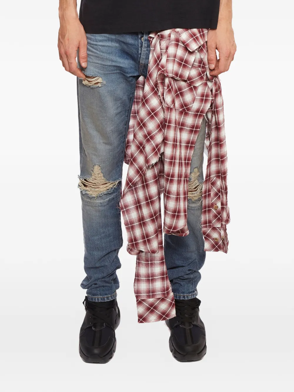 BEN TAVERNITI distressed shirt jeans - Blu