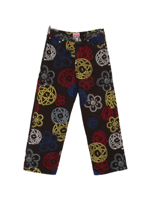 Kenzo x Futura 2000 flower-embroidered trousers