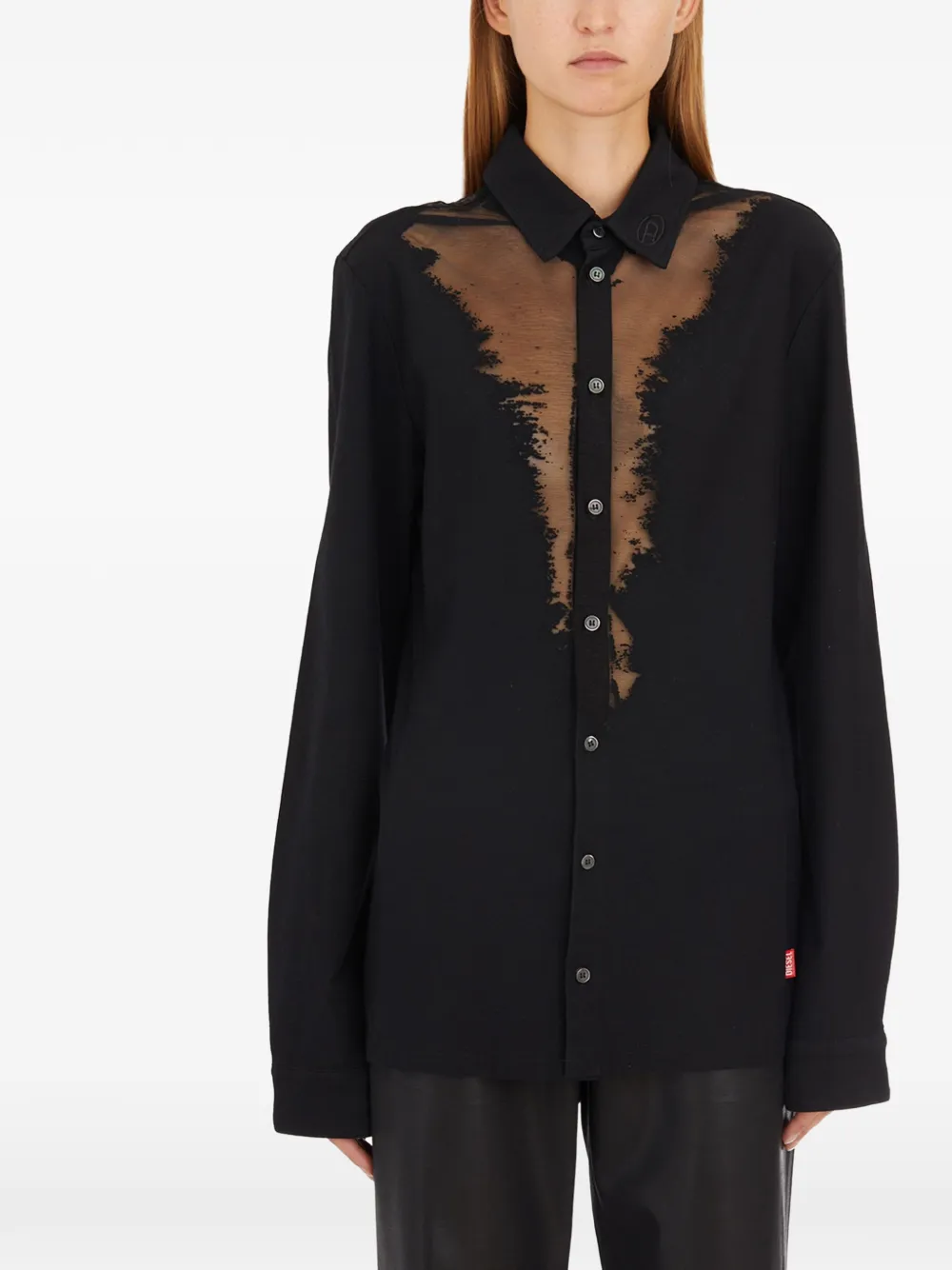Diesel S-Sun sheer-panel shirt - Nero