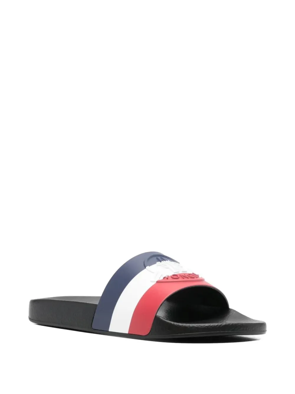 Moncler Basile striped logo-embossed slides Blauw