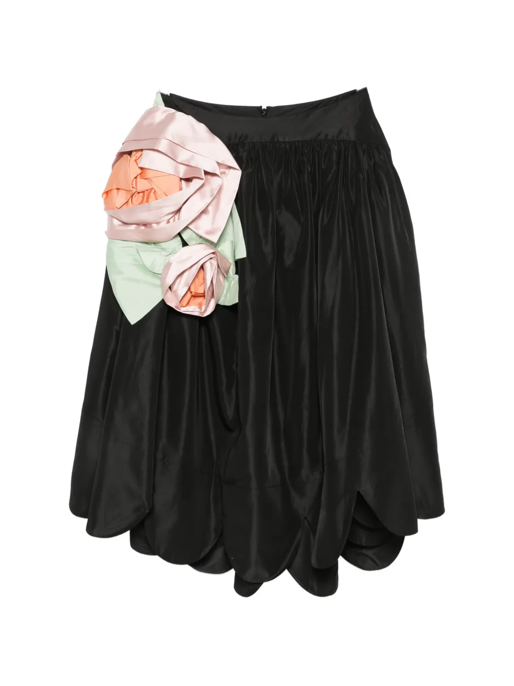 Simone Rocha Floral-appliqué Midi Skirt In Black