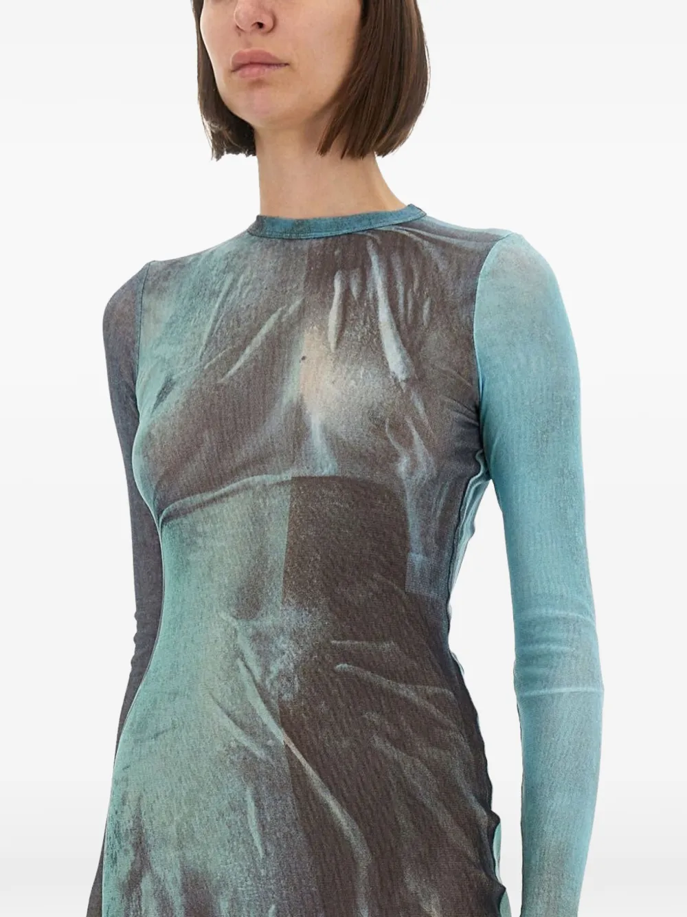 Jean Paul Gaultier Maxi-jurk met lange mouwen en print Blauw
