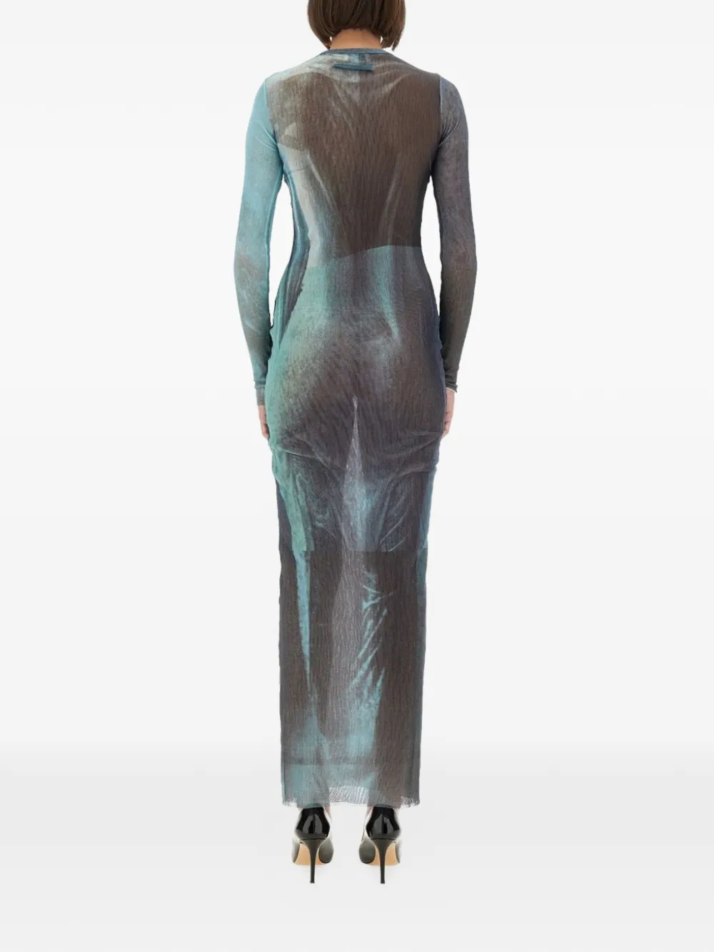 Jean Paul Gaultier Maxi-jurk met lange mouwen en print Blauw