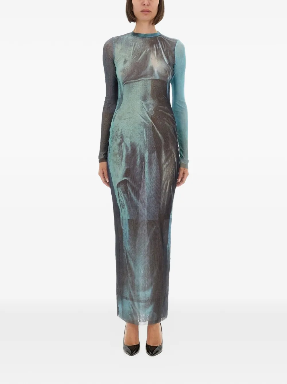 Jean Paul Gaultier long-sleeve print maxi dress - Blu