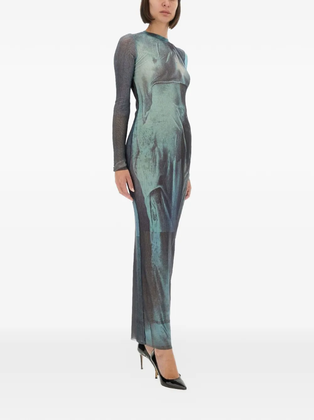 Jean Paul Gaultier Maxi-jurk met lange mouwen en print Blauw