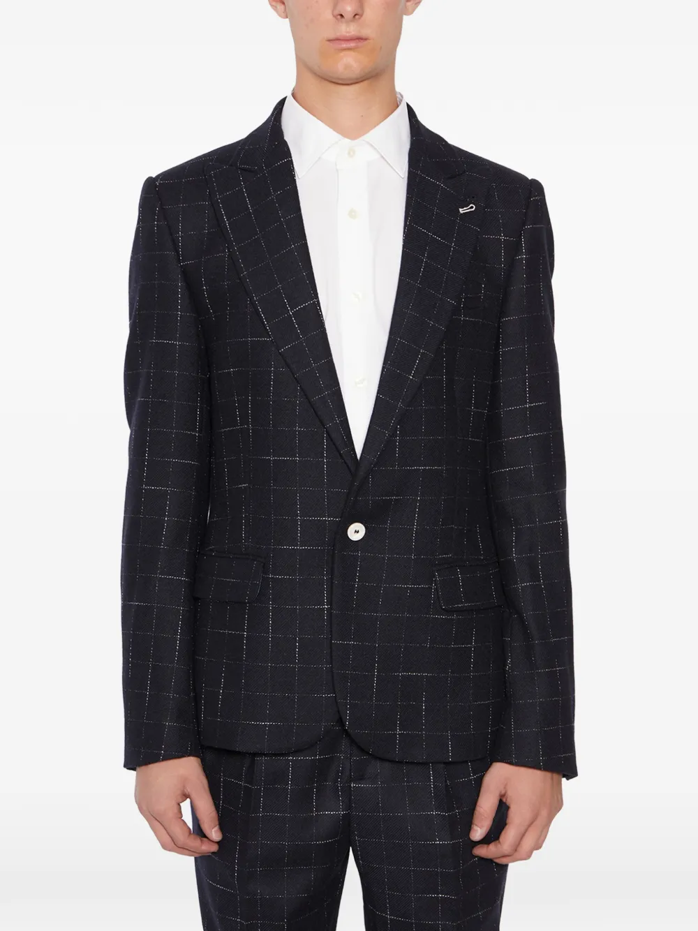 Daniele Alessandrini checked single-breasted blazer - Blu